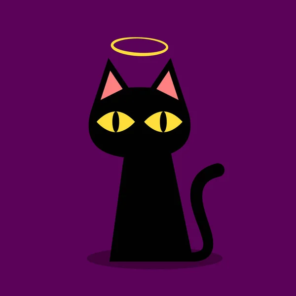 Cute Black Cat Halloween Day Black Cat Cartoon Vector — Stock Vector
