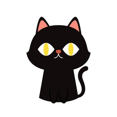 Cute black cat in Halloween day. black cat cartoon vector.