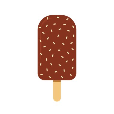 Çukulatalı dondurma çubuk vektör üzerinde. Beyaz zemin üzerinde izole edilmiş (bütün ve dolgu ile ısırılmış).