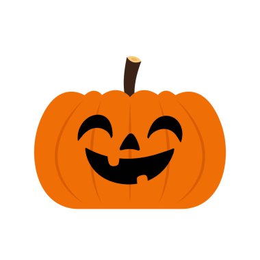 Balkabağı kafa takımı. Tatlı ve korkutucu Cadılar Bayramı balkabağı canavarı seti. Düz stil koleksiyonunda bayram çizgi film karakteri.