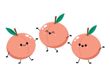 Şeftali karakteri. Beyaz arka planda şeftali. Duvar Kağıdı.