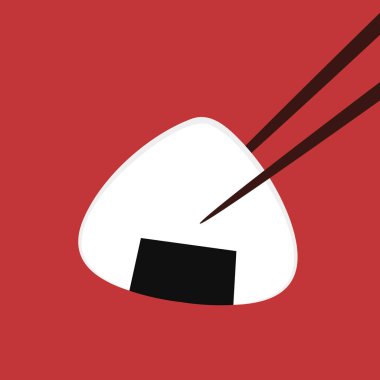 Onigiri vector. Onigiri on red background. Onigiri logo design.