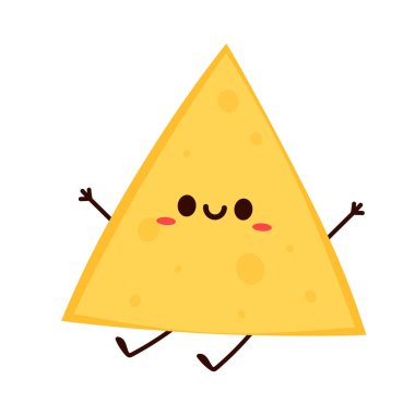 Nacho karakter tasarımı. Beyaz arkaplanda nachos.