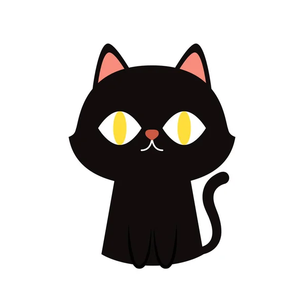 Cute Black Cat Halloween Day Black Cat Cartoon Vector — Archivo Imágenes Vectoriales