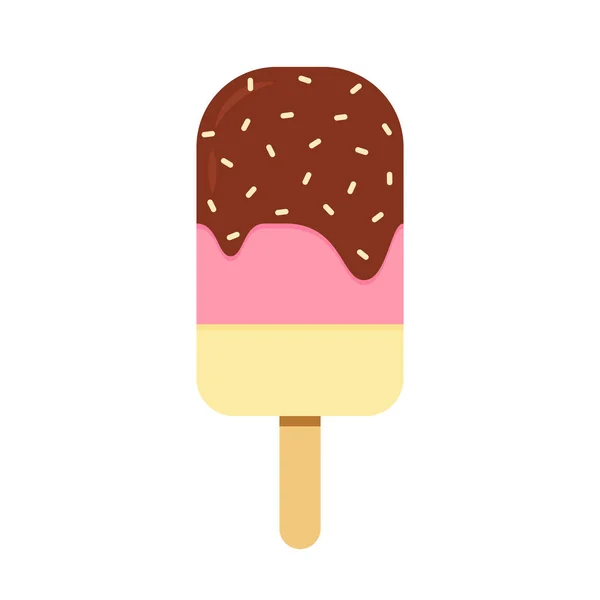 Chocolate Popsicle Stick Vector Whole Bitten Filling Isolated White Background — 图库矢量图片