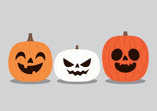 Pumpkin Head Set Cute Scary Halloween Pumpkin Monster Set Holidays — Archivo Imágenes Vectoriales
