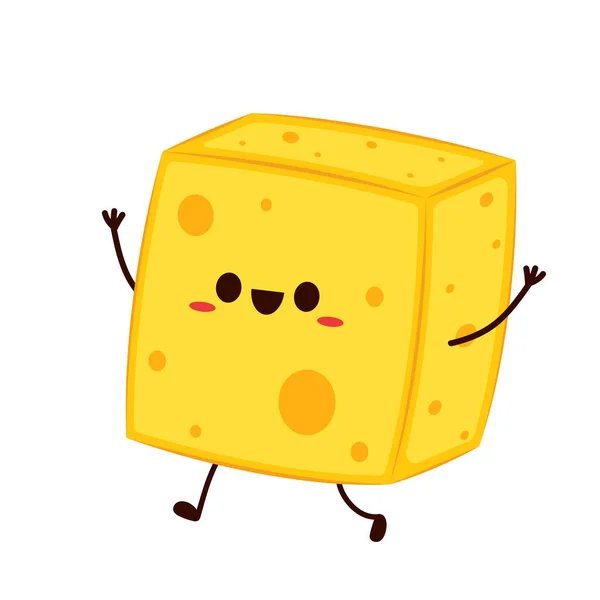 奶酪角色的设计 白色背景的奶酪 吉祥物 — 图库矢量图片