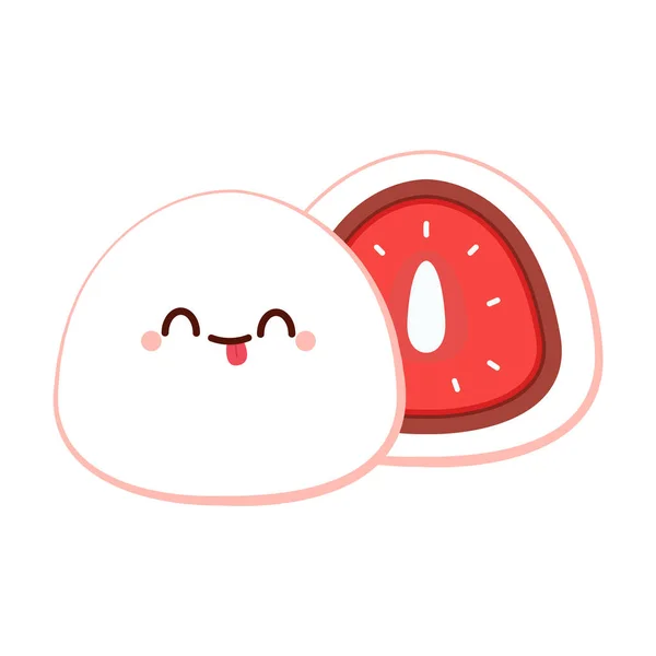 Daifuku Vector Daifuku White Background Daifuku Japanese Desserts Strawbeery White — Archivo Imágenes Vectoriales