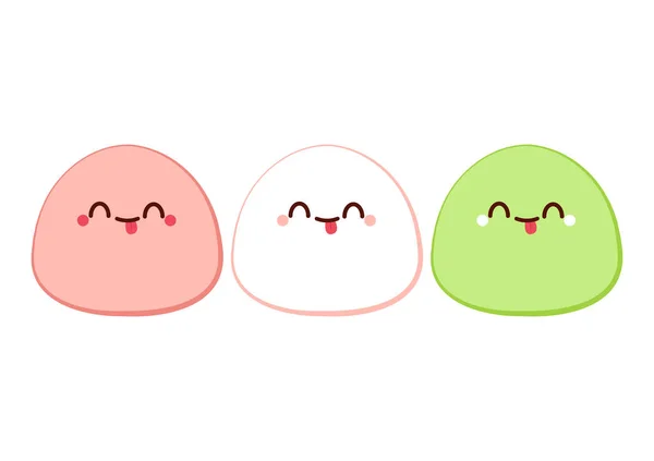 Cute Mochi Cartoon Vector Mochi Icon Vector Japanese Rice Dessert — Stockvector