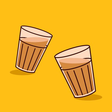 Hint sıcak içecek vektörü. Hint chai ikonu. Chai Hint içkisidir.. 