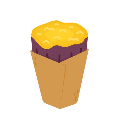 Roasted sweet potato in paper pack. Roasted sweet potato on white background. Japanese Sweet potato.