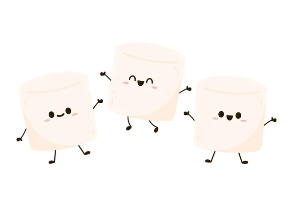 Marshmallowův Animák Návrh Marshmallow Charakteru Vektor Marshmallow — Stockový vektor