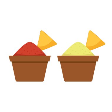 Nacho vector. Nachos on white background. sauce cup vector. Nacho poster.