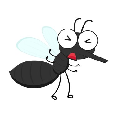 Sivrisinek çizgi filmi. Beyaz arkaplanda sivrisinek vektörü.