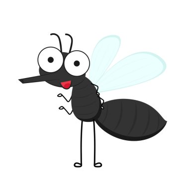 Sivrisinek çizgi filmi. Beyaz arkaplanda sivrisinek vektörü.