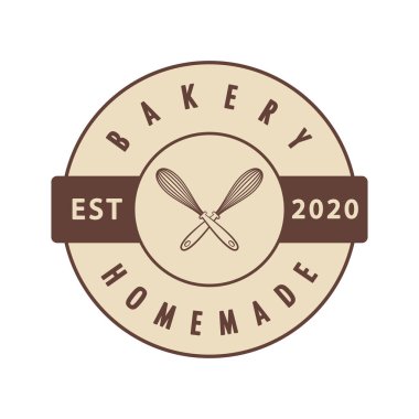 Pastane logosu tasarımı. Fırın işareti vektörü. Klavye logosu tasarımı.