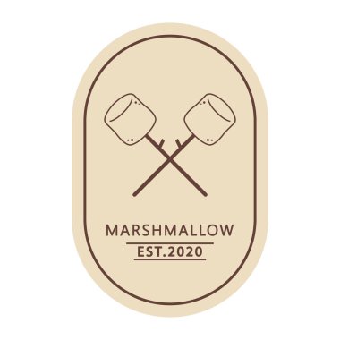 Marshmallow logo tasarımı. Metin için boş alan. Şekerleme karalama sembolü.