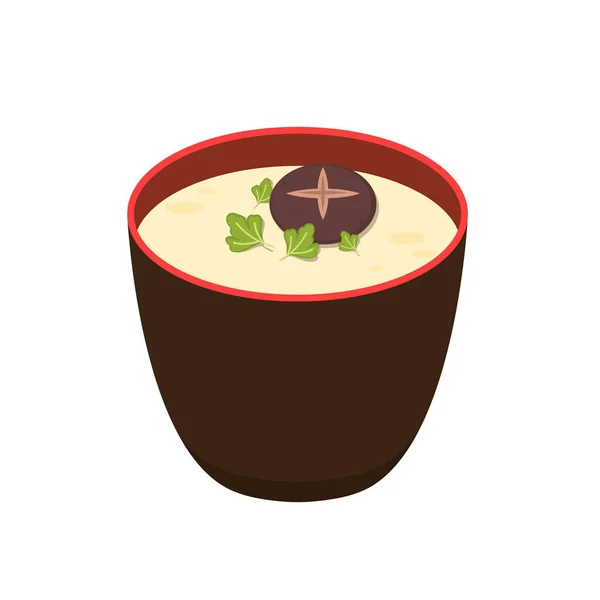 Coriander Mushroom Steamed Egg Steamed Egg Bowl Coriander Vector Mushroom — ストックベクタ