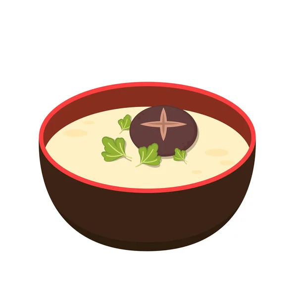 Coriander Mushroom Steamed Egg Steamed Egg Bowl Coriander Vector Mushroom — ストックベクタ