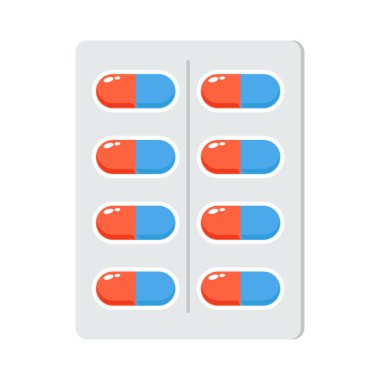 Uyuşturucu ikonu düzlüğü. Resimler beyaz arkaplanda izole edildi. Uyuşturucu Vektörü Mavi Nad Kırmızı İşaret Sembolü.