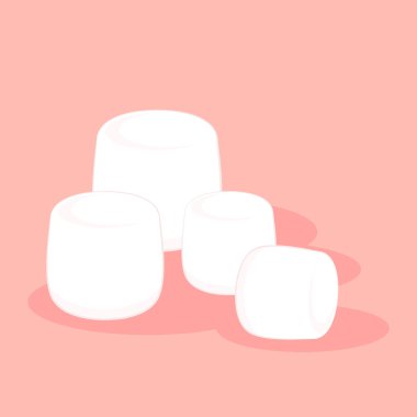 Beyaz şekerlemeler pembe arka planda izole edilmiş. Şekerleme yığını.