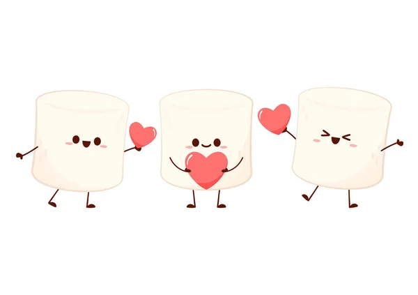 Marshmallow Tecknad Film Marshmallow Teckendesign Marshmellow Tecknad Film Alla Hjärtans — Stock vektor