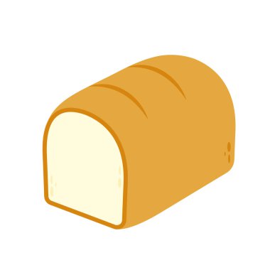 Ekmek karikatürü vektörü. Ekmek, fırın ikonu, dilimlenmiş taze buğday ekmeği beyaz arka planda izole edilmiş..