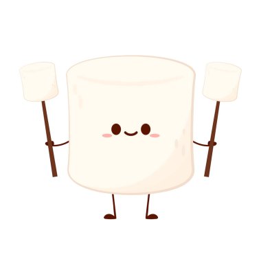 Marshmallow çizgi filmi. Şekerleme karakter tasarımı. Şekerleme vektörü.