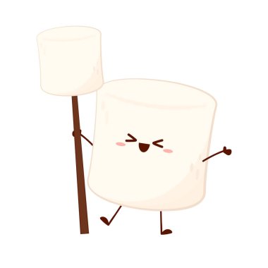 Marshmallow çizgi filmi. Şekerleme karakter tasarımı. Şekerleme vektörü.