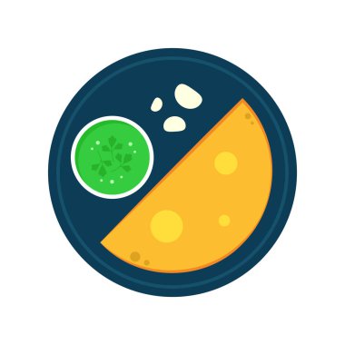 Mavi arka planda Chapati. Hint yemeği vektörü. Hint yemeği Nan: vektör çizimi.