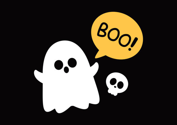 Cute ghost cartoon vector. Ghost character design. Halloween poster.