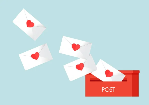 Love Letter Vector Mailbox Vector Mailbox White Background Love Letter — Stock vektor