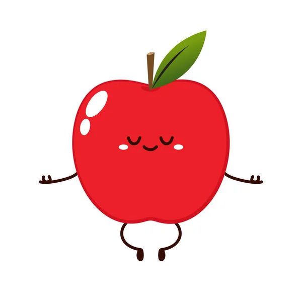 Яблочная Карикатура Счастливые Яблочные Фрукты Милый Характер Талисман Векторный Дизайн — стоковый вектор