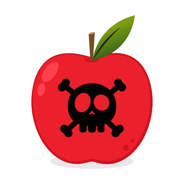 Pomme Avec Une Icône Crâne Illustration Une Pomme Isolée Avec — Image vectorielle
