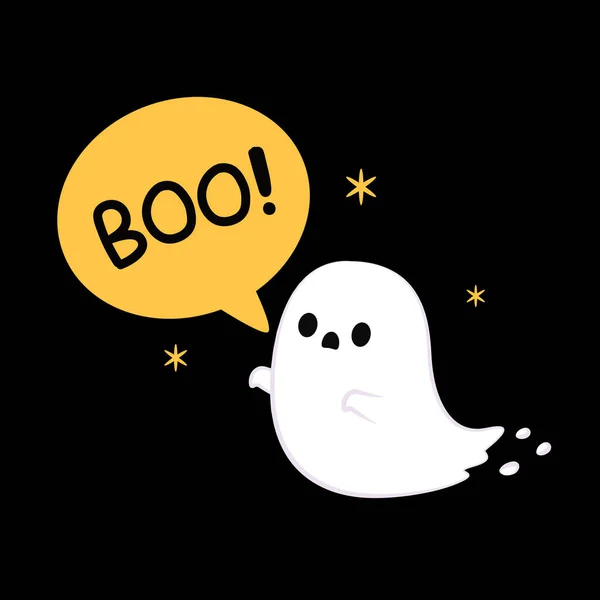 Happy Halloween Party Greeting Card Cute Ghost Holidays Cartoon Character — 스톡 벡터