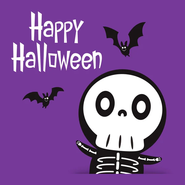 Cute Halloween Skeleton Cartoon Skeleton Halloween Day Halloween Character Cartoon — Archivo Imágenes Vectoriales