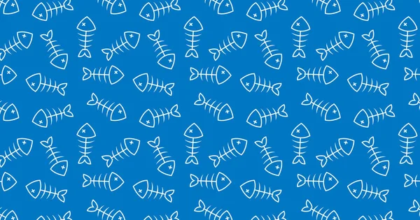 Fischgräten Muster Hintergrund Fischgräten Skelett Kunst Symbol Cartoon Vektor Meeresfrüchte — Stockvektor