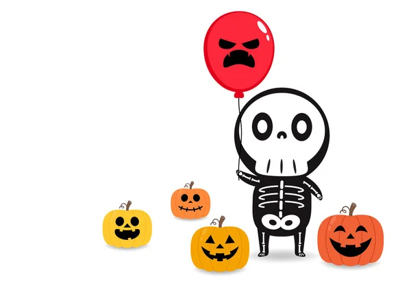 Cute Halloween Skeleton Cartoon Skeleton Halloween Day Halloween Character Cartoon — Archivo Imágenes Vectoriales