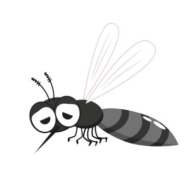 Çizgi film sivrisinek vektörü izole edildi. Beyaz arkaplanda sivrisinek.