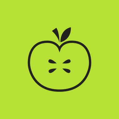 Yeşil elma vektörü. Yeşil elma sembolü.