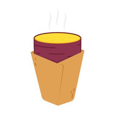 Roasted sweet potato in paper pack. Roasted sweet potato on white background. Japanese Sweet potato.