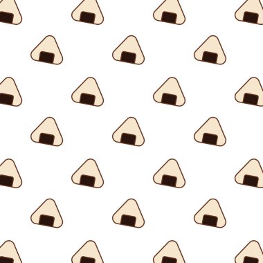 Onigiri desenli arka plan. Onigiri vektörü. Beyaz arkaplanda Onigiri.