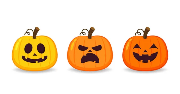 Pumpkin Head Set Cute Scary Halloween Pumpkin Monster Set Holidays — Vetor de Stock