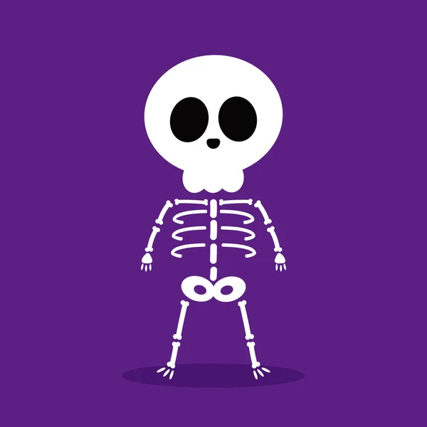 Cute Halloween Skeleton Cartoon Skeleton Halloween Day Halloween Character Cartoon — ストックベクタ