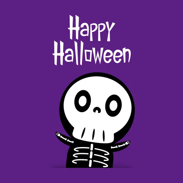 Cute Halloween Skeleton Cartoon Skeleton Halloween Day Halloween Character Cartoon — Stock Vector