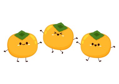 Hurma karikatür vektörü. Beyaz arka planda hurma. Şirin Persimmon karakter tasarımı.