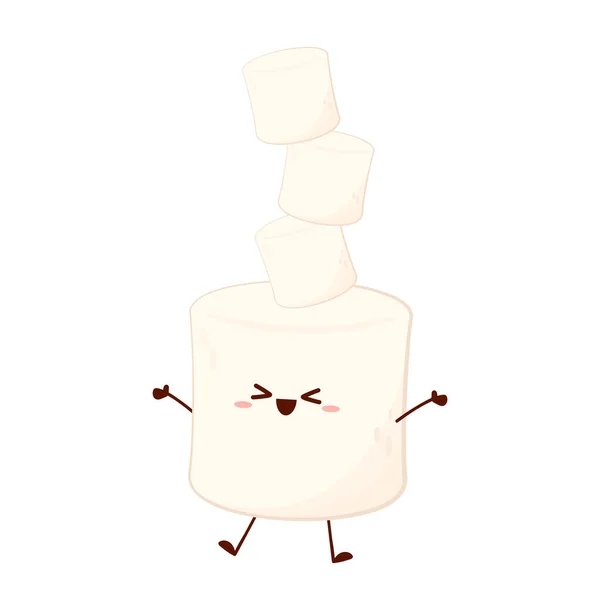 Marshmallowův Animák Návrh Marshmallow Charakteru Vektor Marshmallow — Stockový vektor
