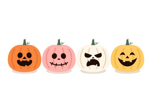 Pumpkin Head Set Cute Scary Halloween Pumpkin Monster Set Holidays — Archivo Imágenes Vectoriales