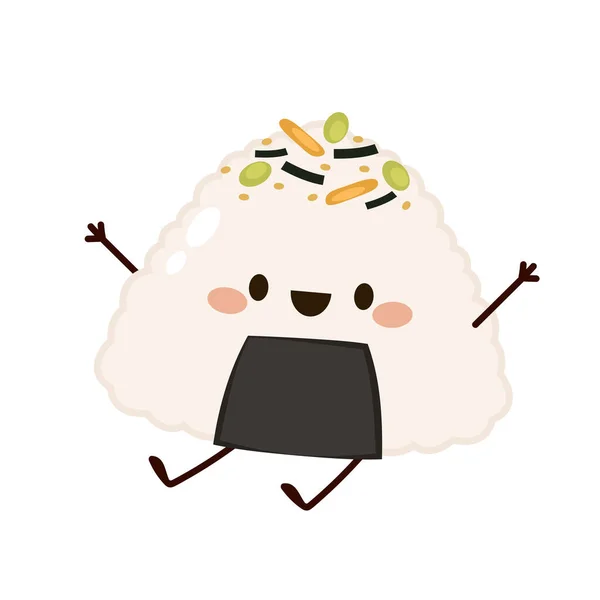 Onigiri Vector Onigiri White Background Onigiri Mascot —  Vetores de Stock