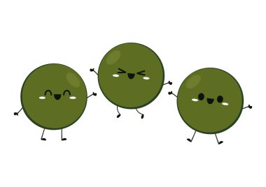 Bezelye karakter tasarımı. Beyaz arkaplanda bezelyeler.